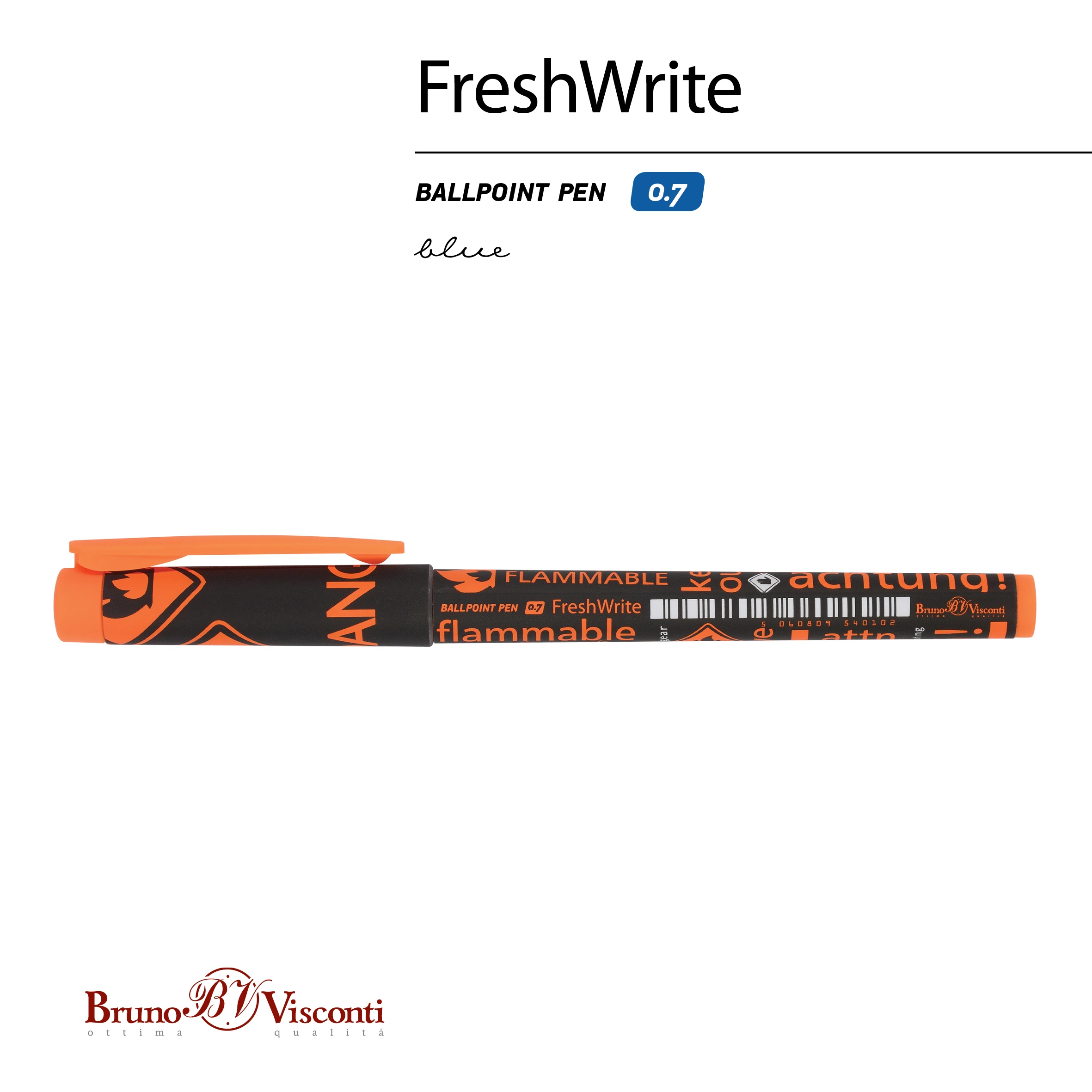 РУЧКА "FreshWrite. Огнеопасно!" ШАРИКОВАЯ 0.7 ММ, СИНЯЯ РУЧКА "FreshWrite. Огнеопасно!" ШАРИКОВАЯ 0.7 ММ, СИНЯЯ