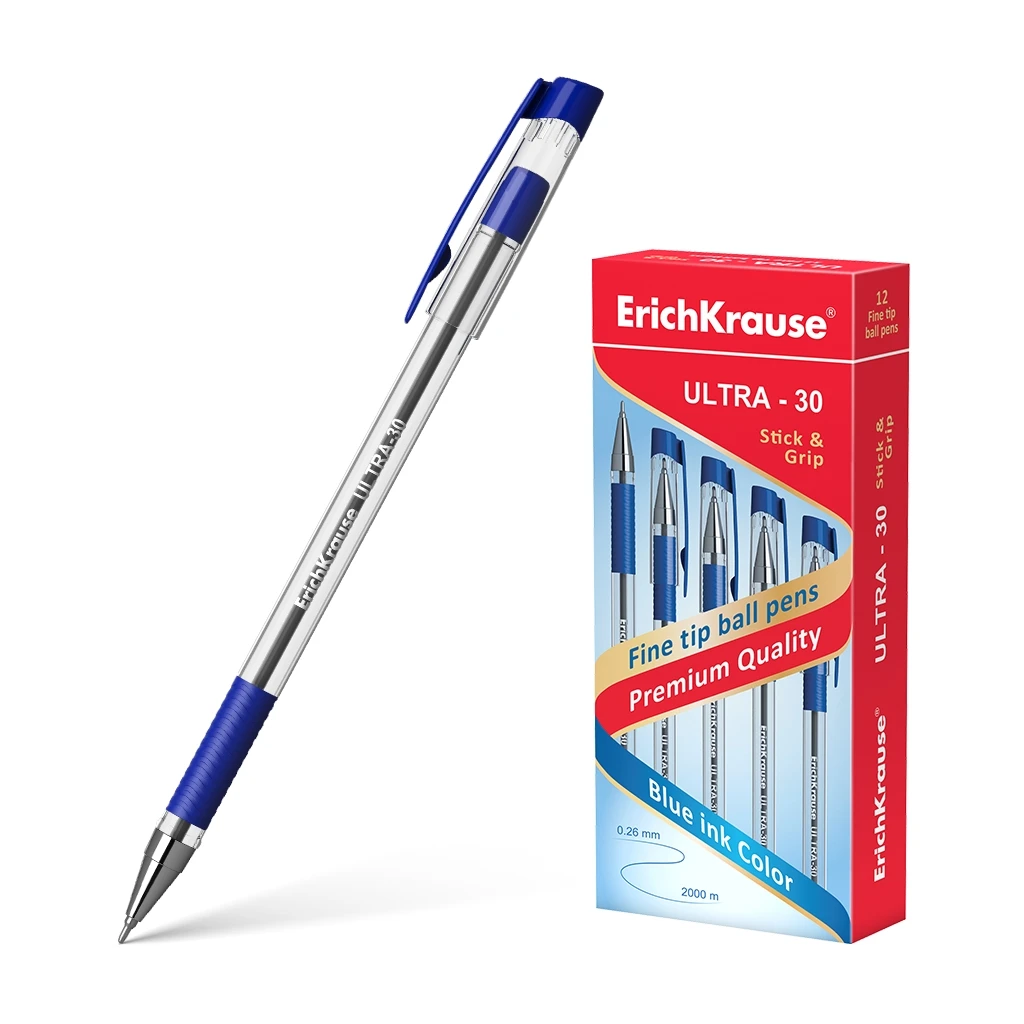 Ручка шариковая ErichKrause® ULTRA-30, цвет чернил синий (в коробке по 12 шт.) Ручка шариковая ErichKrause® ULTRA-30, цвет чернил синий (в коробке по 12 шт.)
