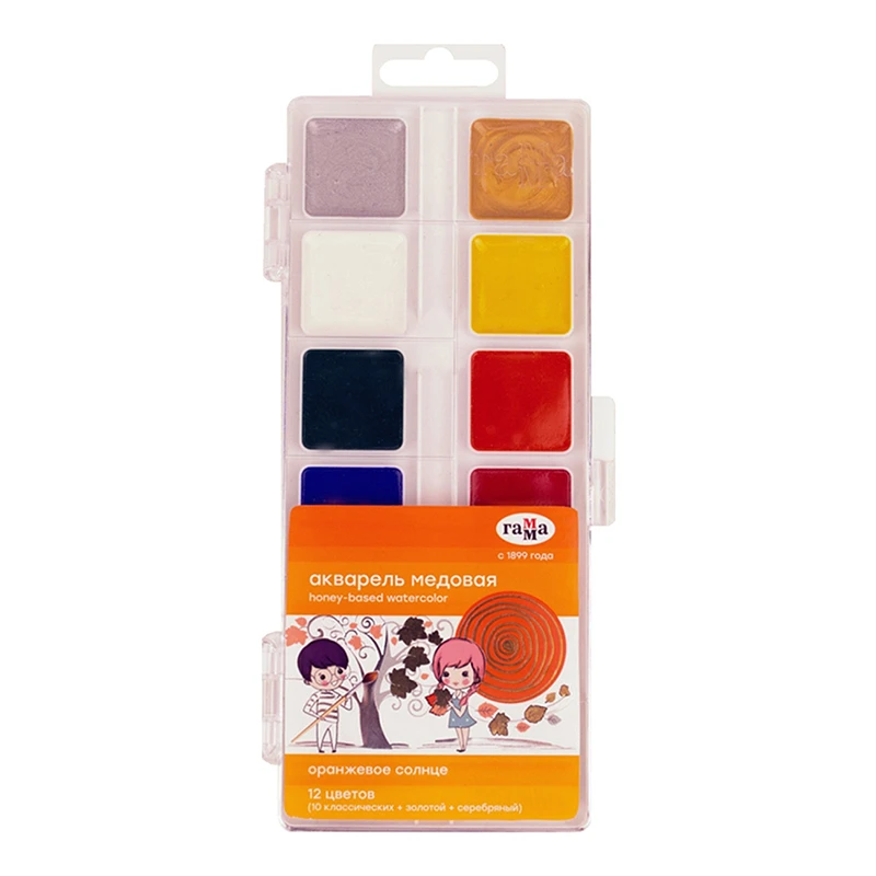 Акварель Гамма "Оранжевое солнце", медовая, 12 цветов (10