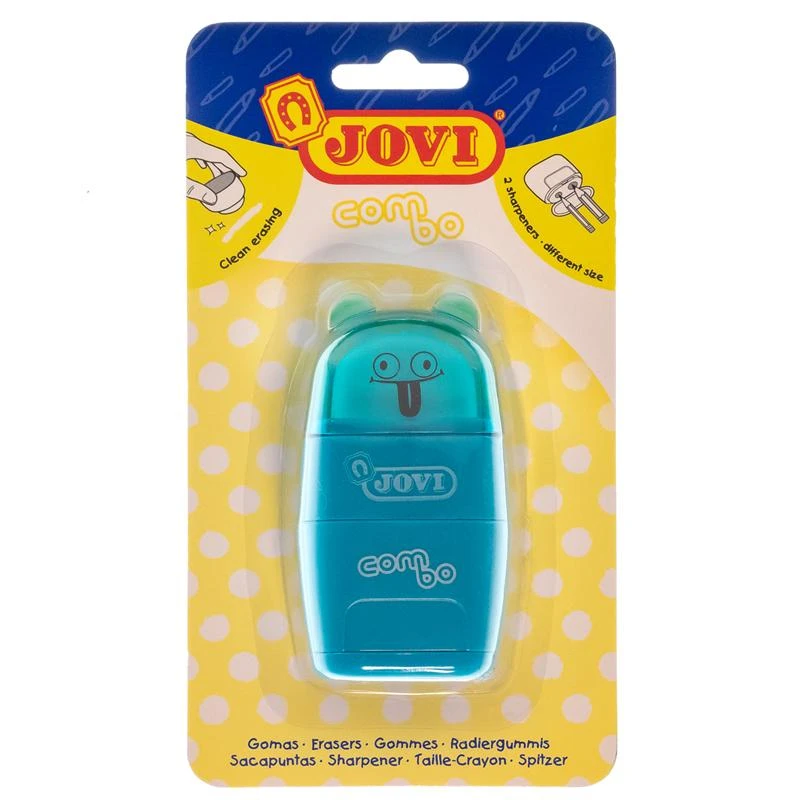 Точилка пластиковая с ластиком JOVI "Combo", 2 отверстия, контейнер, Точилка пластиковая с ластиком JOVI "Combo", 2 отверстия, контейнер,