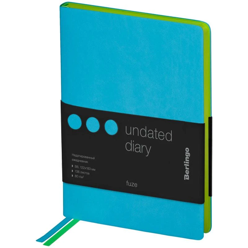 Ежедневник недатированный, B6, 136л., кожзам, Berlingo "Fuze", цветной Ежедневник недатированный, B6, 136л., кожзам, Berlingo "Fuze", цветной