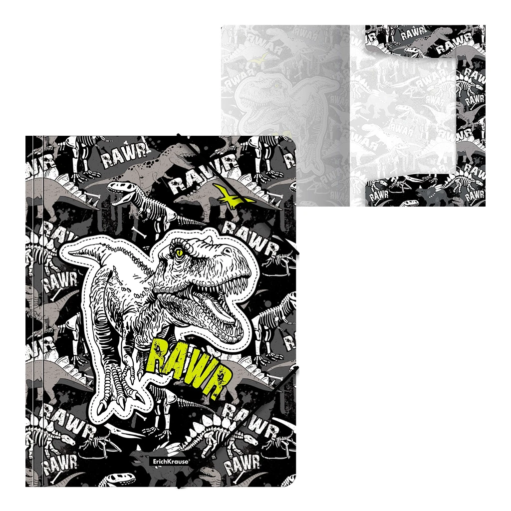 Папка на резинках пластиковая ErichKrause® Dinosaur Park, A4 (в пакете по 4 шт.)