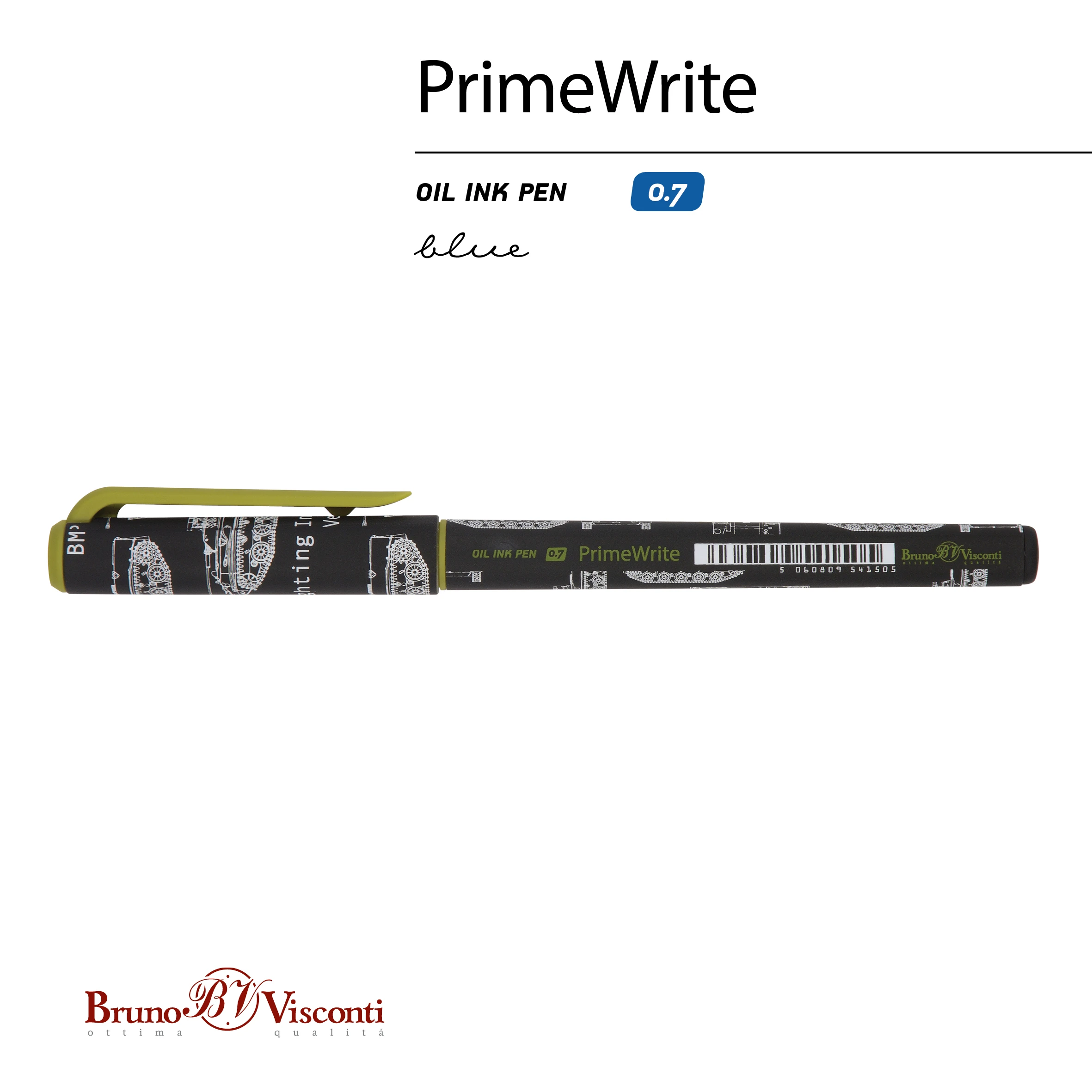 РУЧКА "PrimeWrite. Чертежи. Танк" С ЧЕРНИЛАМИ НА МАСЛЯНОЙ ОСНОВЕ, 0.7
