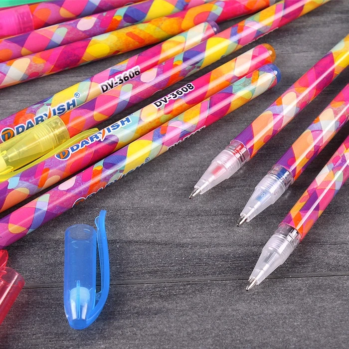 Набор ручек гелевых 12цв. "Darvish" с блёстками, в пласт.пенале,