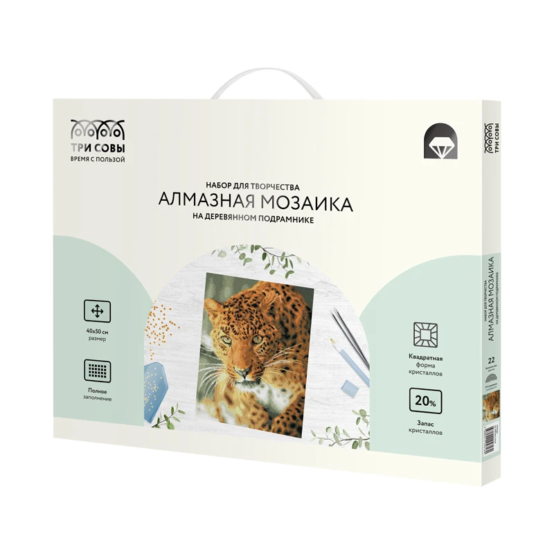 Алмазная мозаика ТРИ СОВЫ "Леопард", 40*50см, холст на деревянном Алмазная мозаика ТРИ СОВЫ "Леопард", 40*50см, холст на деревянном