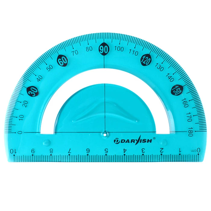 Транспортир 10см 180° мягкий пластик, ассорти