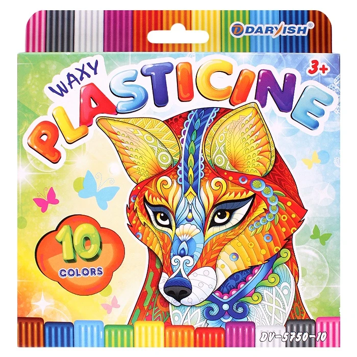 Пластилин 10цв. восковой 150г "Darvish" со стеком