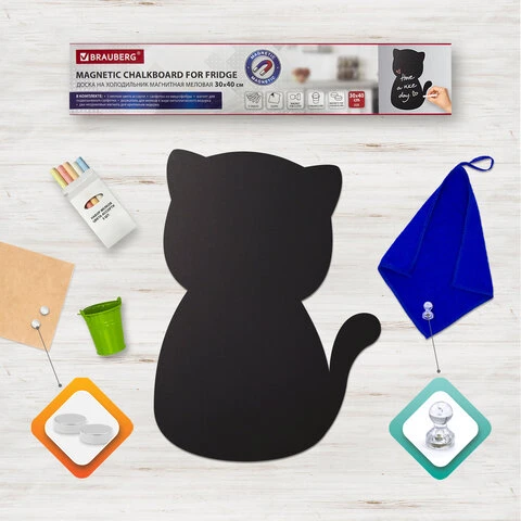 Доска на холодильник магнитно-меловая 30х40 см "Pussy Cat" с набором
