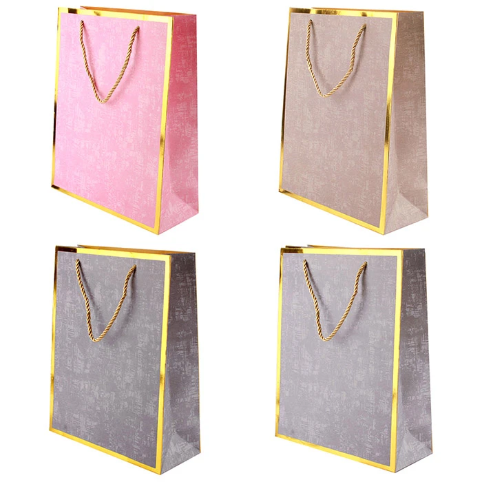 Пакет подарочный 32*26*10см "Darvish" ассорти цветной с золотой рамкой