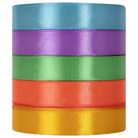 Лента атласная ширина 20 мм, набор 5 цветов по 23 м, BRAUBERG, 591504 Лента атласная ширина 20 мм, набор 5 цветов по 23 м, BRAUBERG, 591504