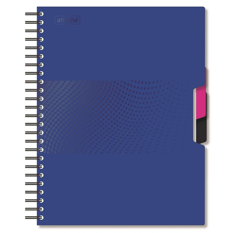 Бизнес-тетрадь А5,140л,кл,спир,пласт.обл,2разд Attache DIGITAL синий 876750