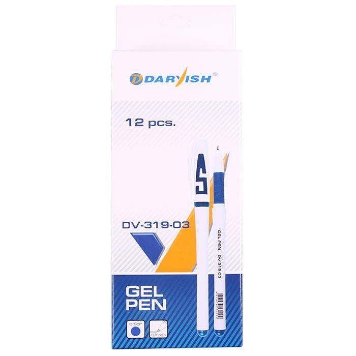 Ручка гелевая синяя "Darvish" корпус белый