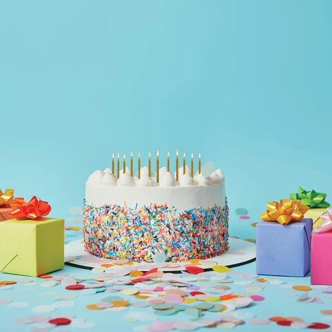 Набор свечей для торта 12 шт., 6 см, с держ., золотой металлик, ЗОЛОТАЯ СКАЗКА,