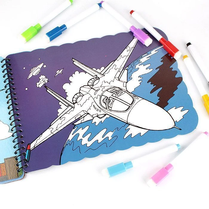 Раскраска многоразовая "Военный транспорт" + 8 цв.маркеров