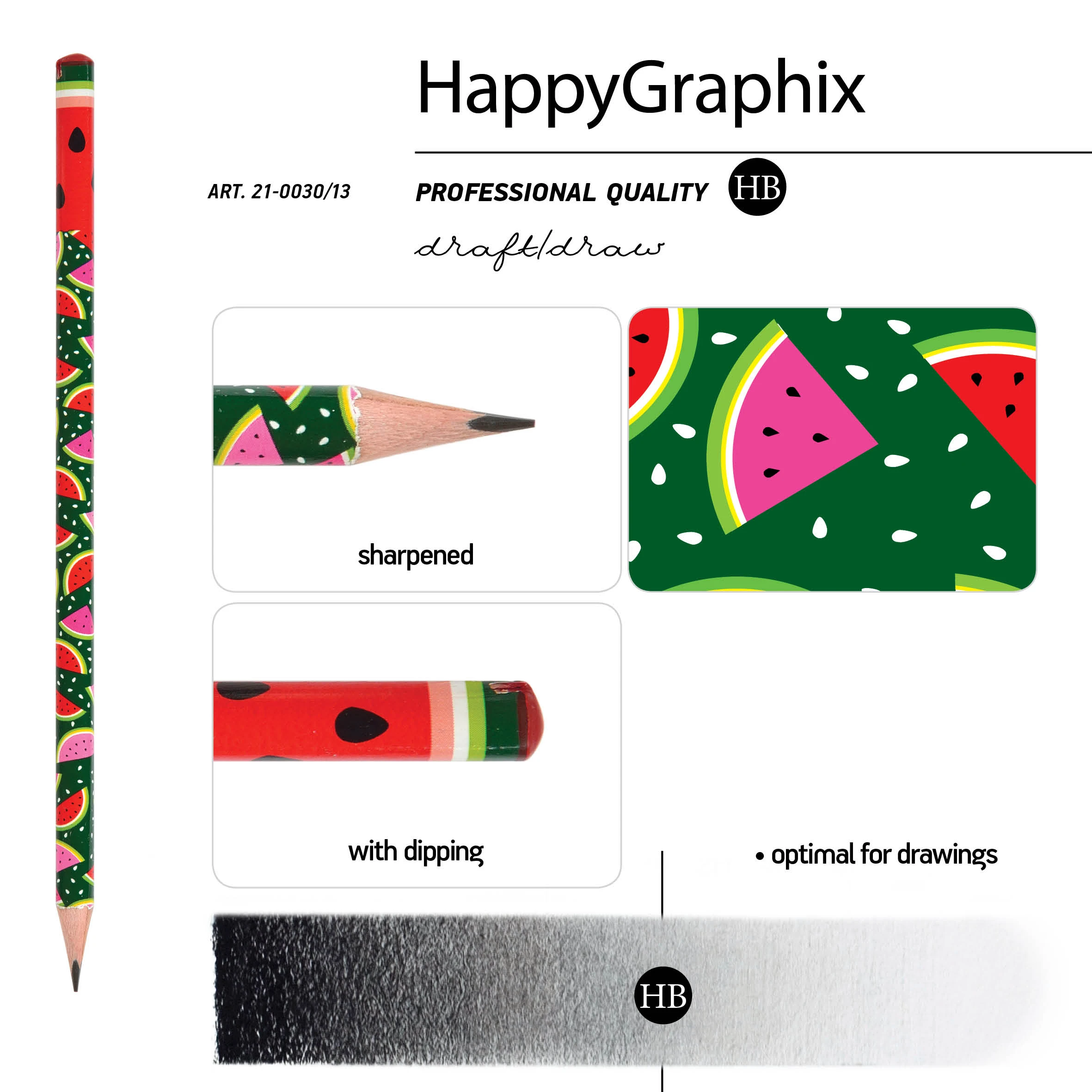 КАРАНДАШ ЧЕРНОГРАФИТОВЫЙ "HappyGraphix" АРБУЗЫ НВ КАРАНДАШ ЧЕРНОГРАФИТОВЫЙ "HappyGraphix" АРБУЗЫ НВ