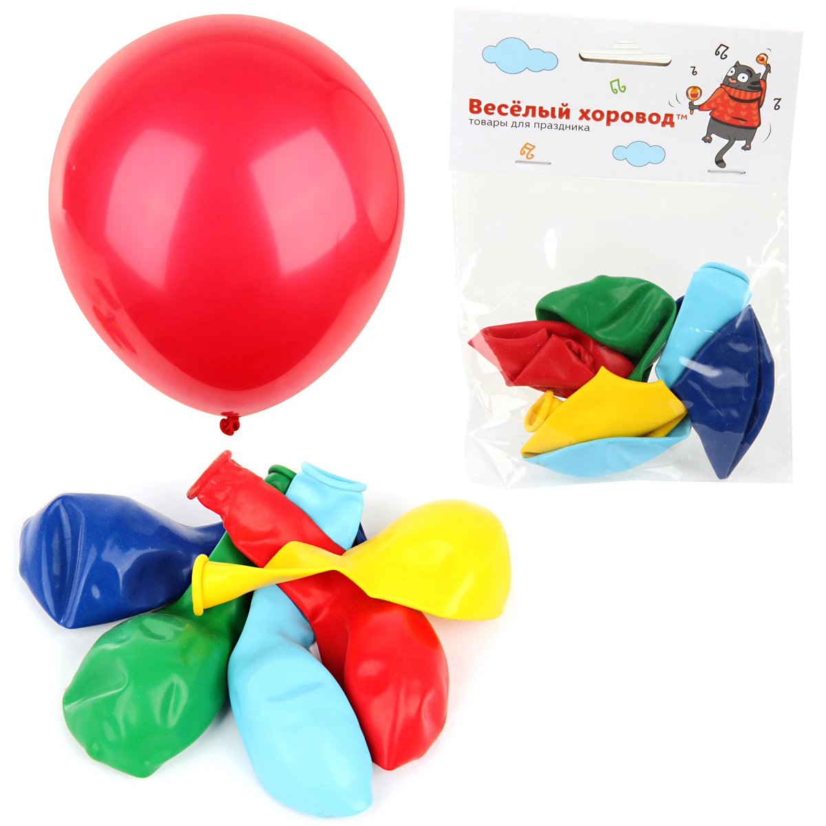 Набор шаров, стандартные, цвет в ассортименте, 25 см, 5 штук в упаковке